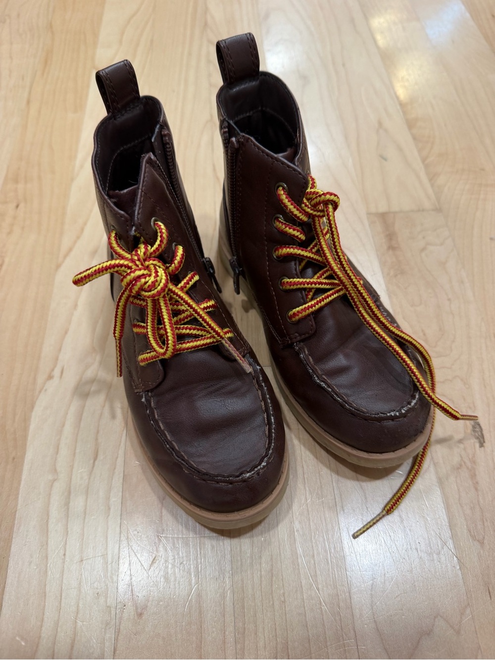 Cat & Jack Brown Kids Chukka Boots with Yellow-Red Laces